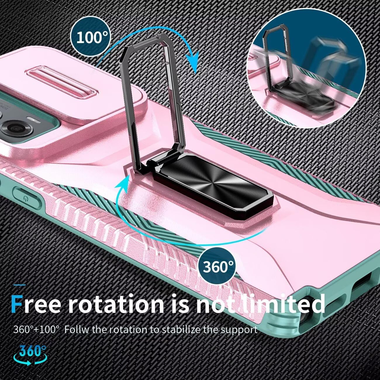 Wanyuexes Case For Motorola Moto G Stylus 5G 2024 Case With Tempered Glass Screen Protector And Slide Camera Cover, Rotated Ring